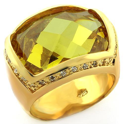 Gold 925 Sterling Silver Ring with AAA Grade CZ  in Topaz