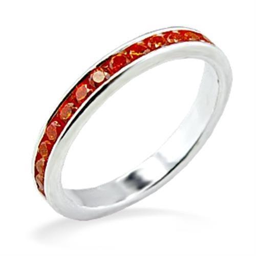 High Polished 925 Sterling Silver Ring with AAA Grade CZ  in Orange