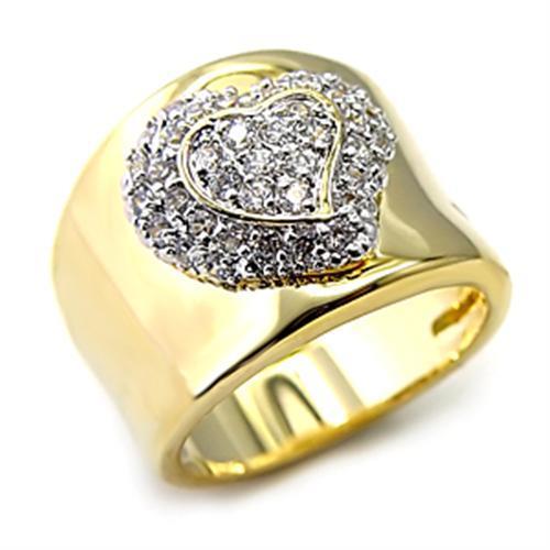 Gold+Rhodium 925 Sterling Silver Ring with AAA Grade CZ  in Clear
