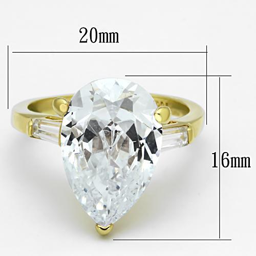 Gold 925 Sterling Silver Ring with AAA Grade CZ  in Clear