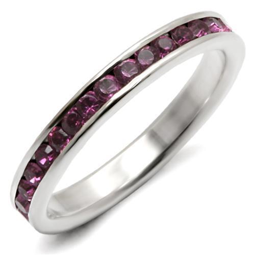 High Polished 925 Sterling Silver Ring with Top Grade Crystal  in Amethyst