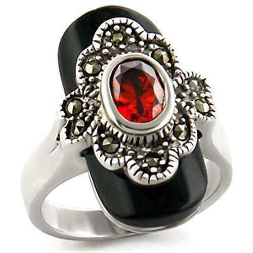 Antique Tone 925 Sterling Silver Ring with AAA Grade CZ  in Garnet