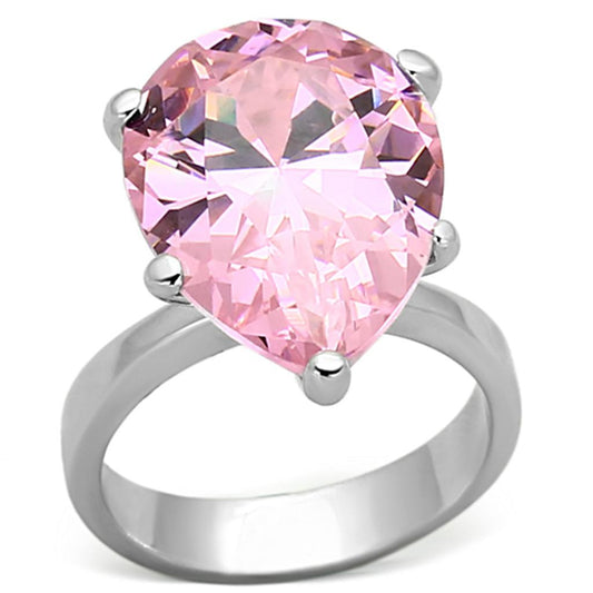 Rhodium 925 Sterling Silver Ring with AAA Grade CZ  in Rose