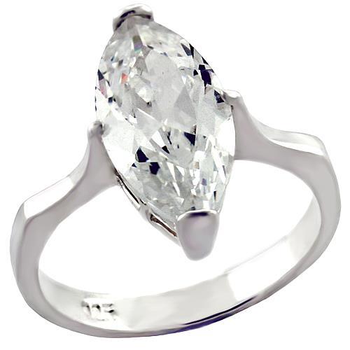 High Polished 925 Sterling Silver Ring with AAA Grade CZ  in Clear