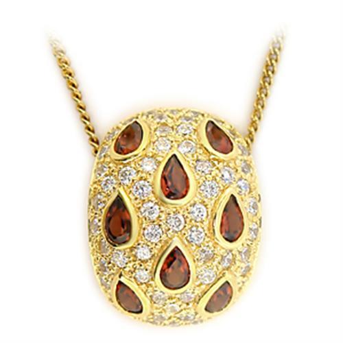 Gold 925 Sterling Silver Pendant with Genuine Stone  in Garnet