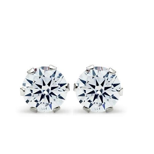Rhodium 925 Sterling Silver Earrings with AAA Grade CZ  in Clear