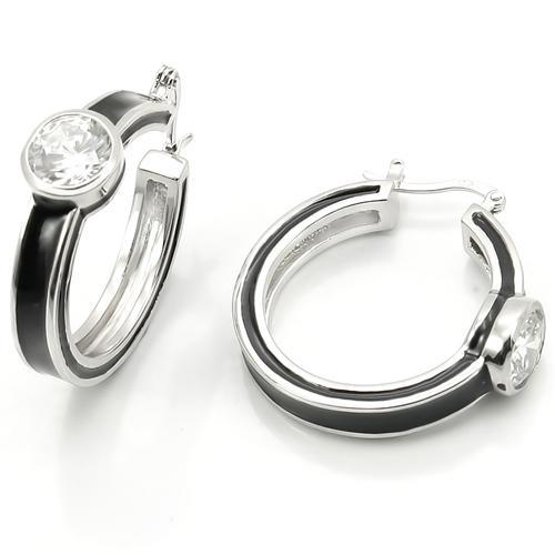 Rhodium 925 Sterling Silver Earrings with AAA Grade CZ  in Clear