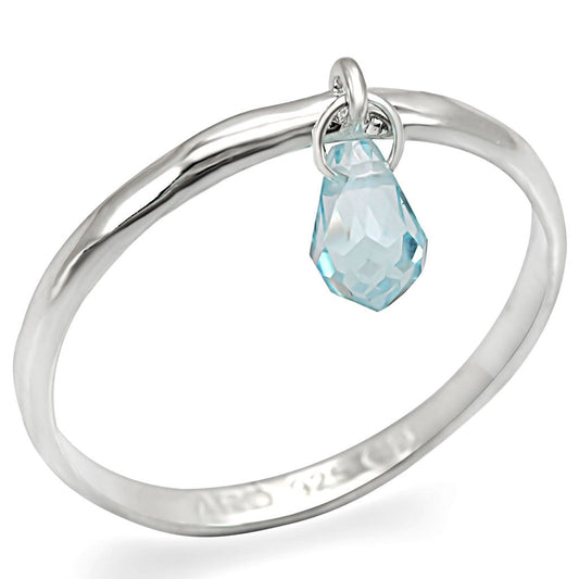 Silver 925 Sterling Silver Ring with Genuine Stone  in Sea Blue