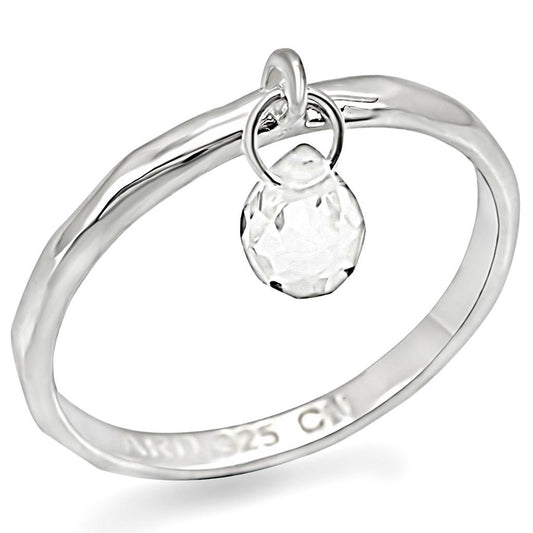 Silver 925 Sterling Silver Ring with Genuine Stone  in Clear