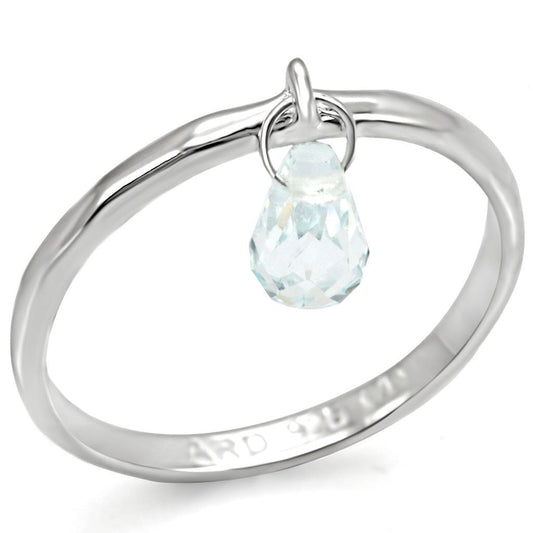 Silver 925 Sterling Silver Ring with Genuine Stone  in Aquamarine