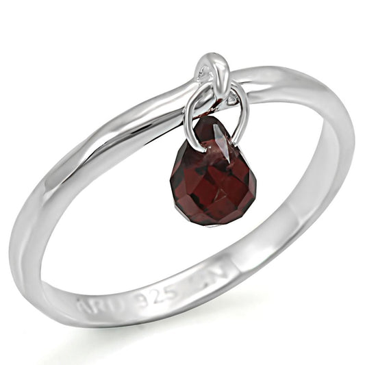 Silver 925 Sterling Silver Ring with Genuine Stone  in Garnet
