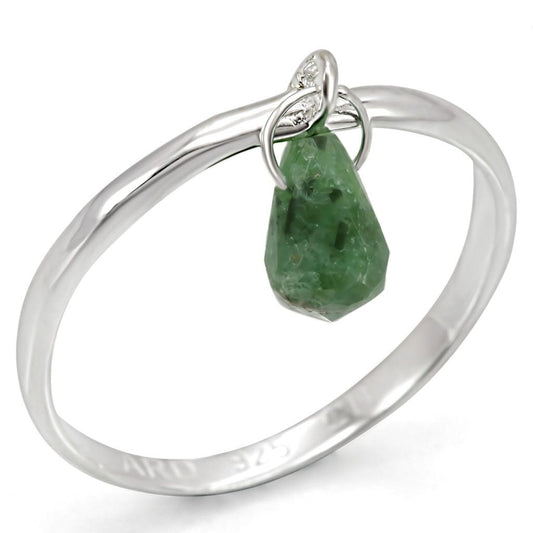 Silver 925 Sterling Silver Ring with Genuine Stone  in Emerald