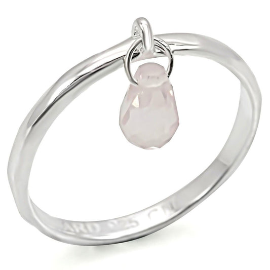 Silver 925 Sterling Silver Ring with Genuine Stone  in Light Rose