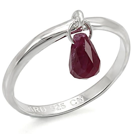 Silver 925 Sterling Silver Ring with Genuine Stone  in Ruby