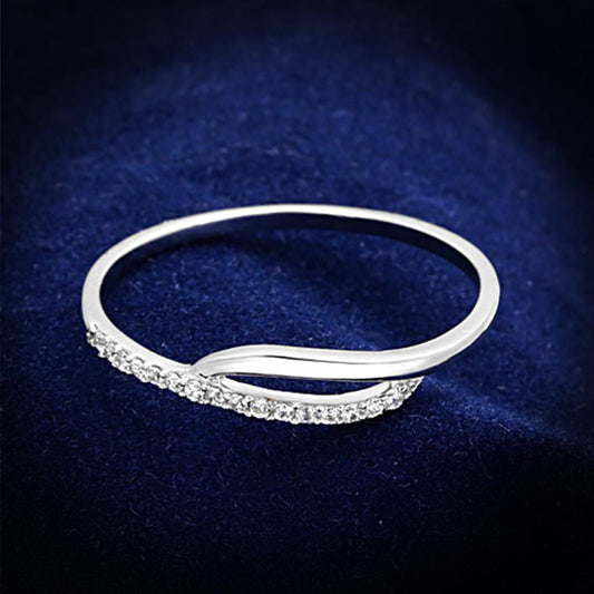Rhodium 925 Sterling Silver Ring with AAA Grade CZ  in Clear