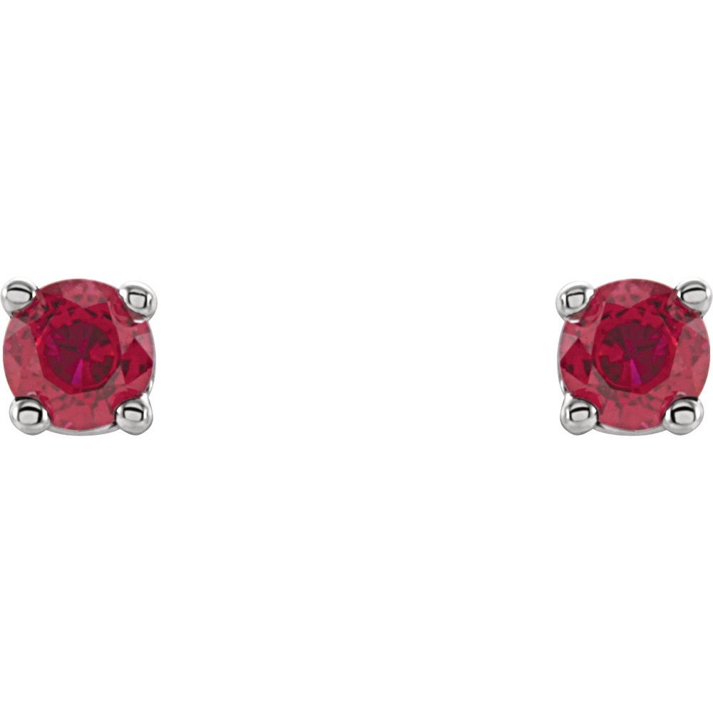 14k White Gold 2.5 mm Natural Ruby Stud Earrings