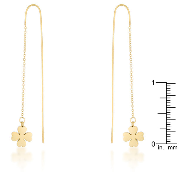 Precious Stars Goldtone Clover 2.5" Threader Earrings