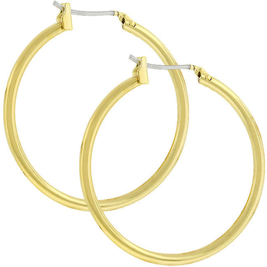 Precious Stars Goldtone 32mm Round Hoop Earrings