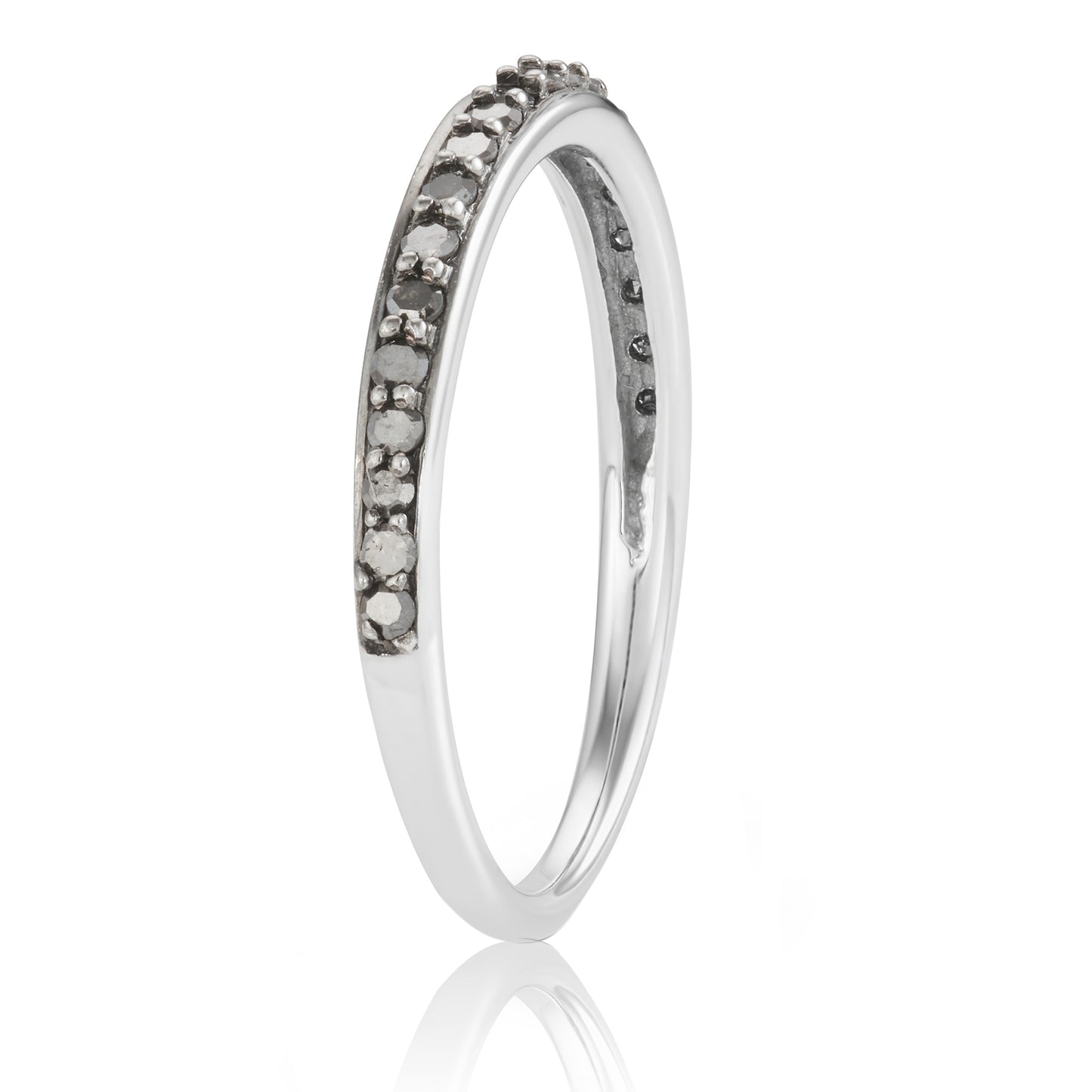 14k White Gold 0.23ct TDW Black Diamond Stackable Band