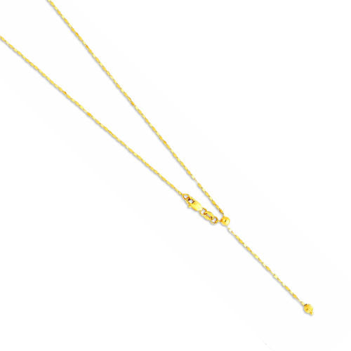 14k Yellow or White Gold 1.2mm Adjustable Twist Mirror Chain Necklace