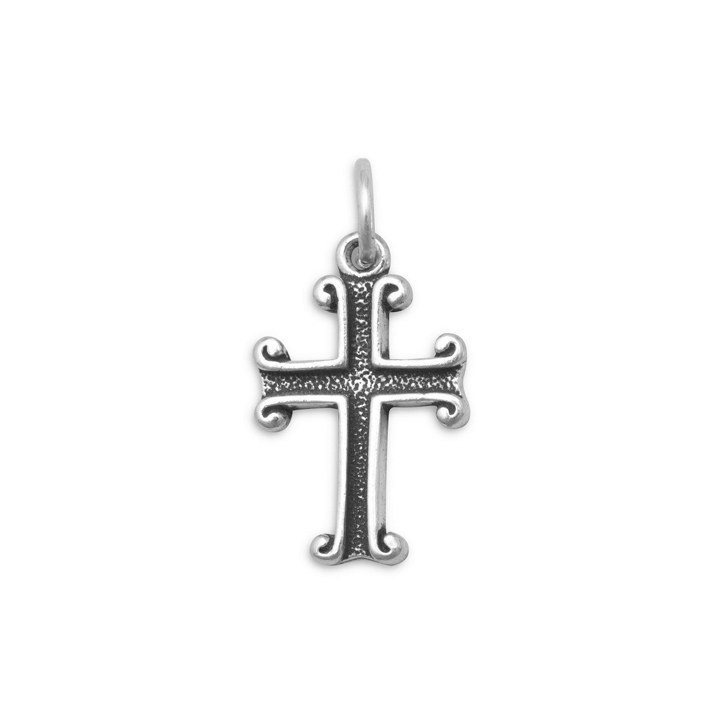 Sterling Silver Oxidized Cross Bracelet Charm