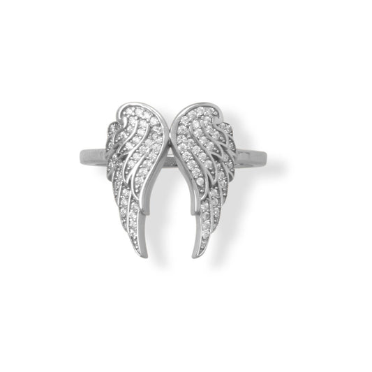 Sterling Silver Cubic Zirconia Wings Ring