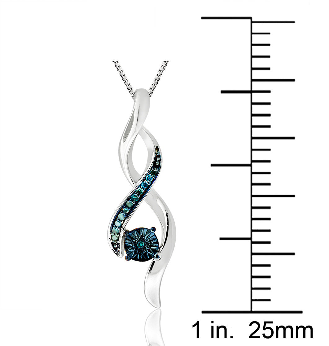 Sterling Silver 0.06 ct TDW Blue and White Diamond Infinity Necklace