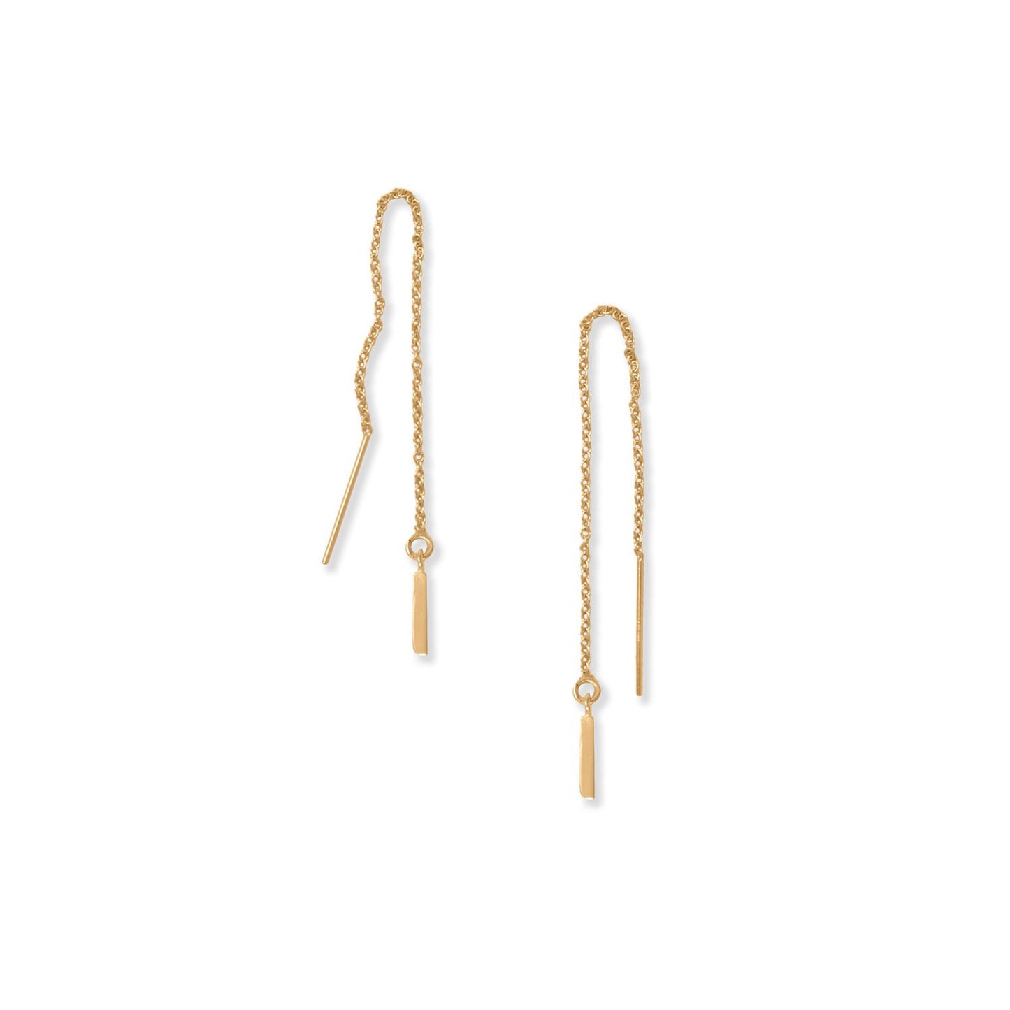 14k Goldplated Silver 'I' Initial Long Threader Earrings