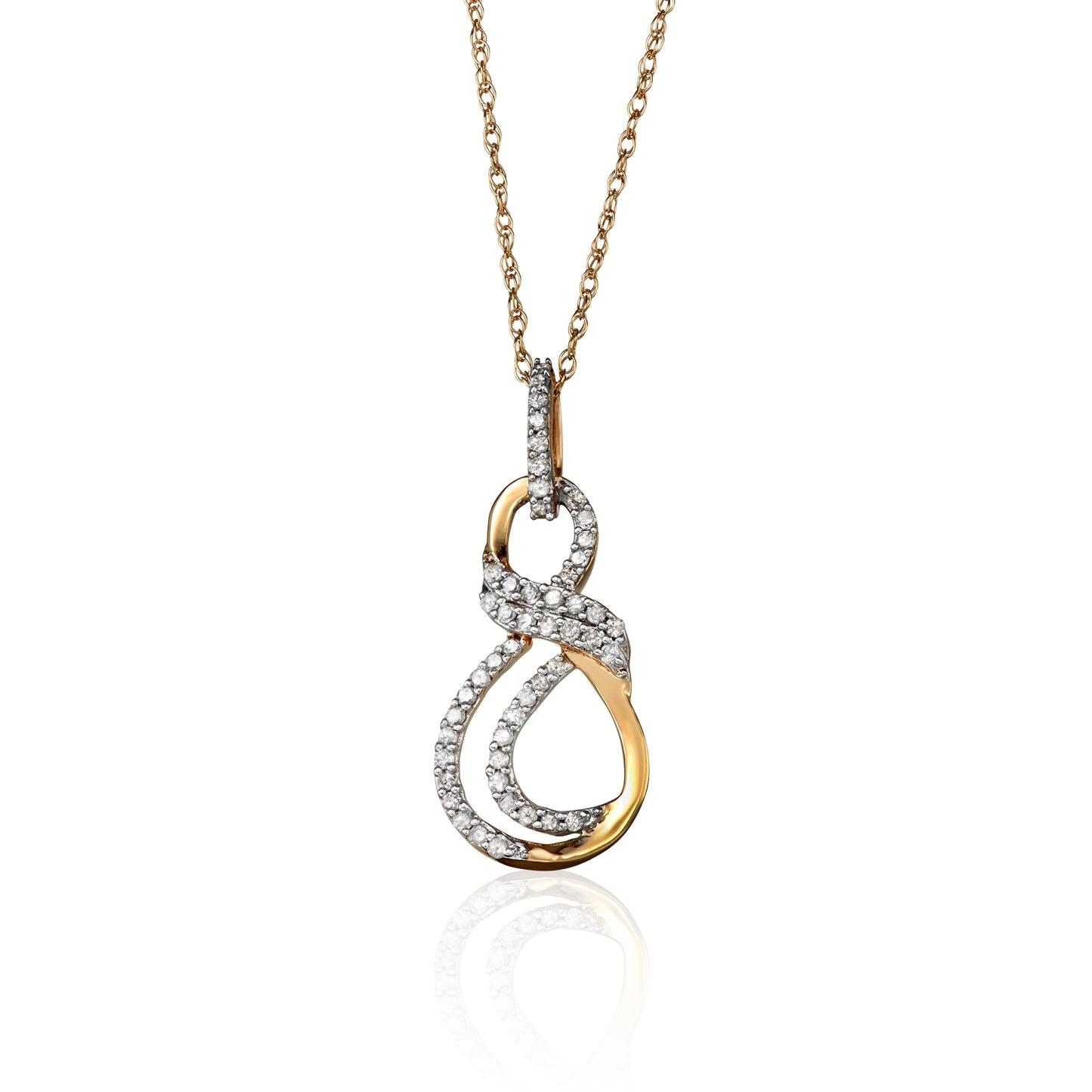 10k Yellow Gold 0.20 ct TDW White Diamond Fancy Pendant Necklace
