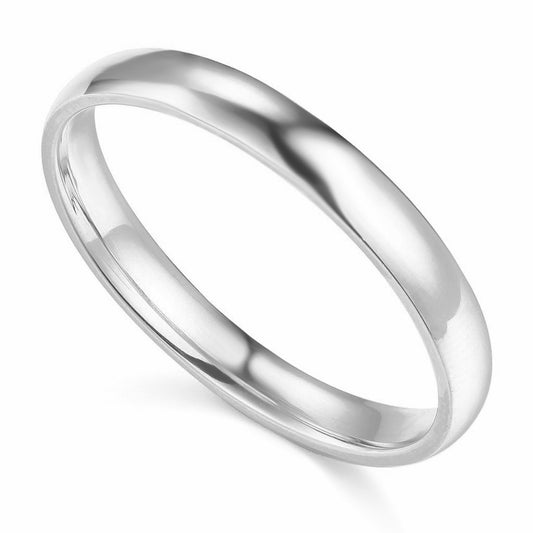 14k White Gold 3mm Comfort-fit Polished Wedding Band