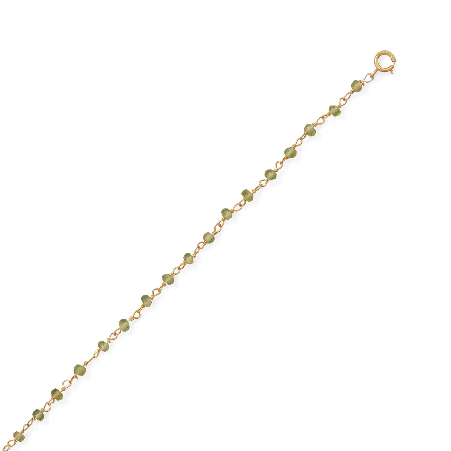 14k Goldplated Silver Green Peridot Anklet