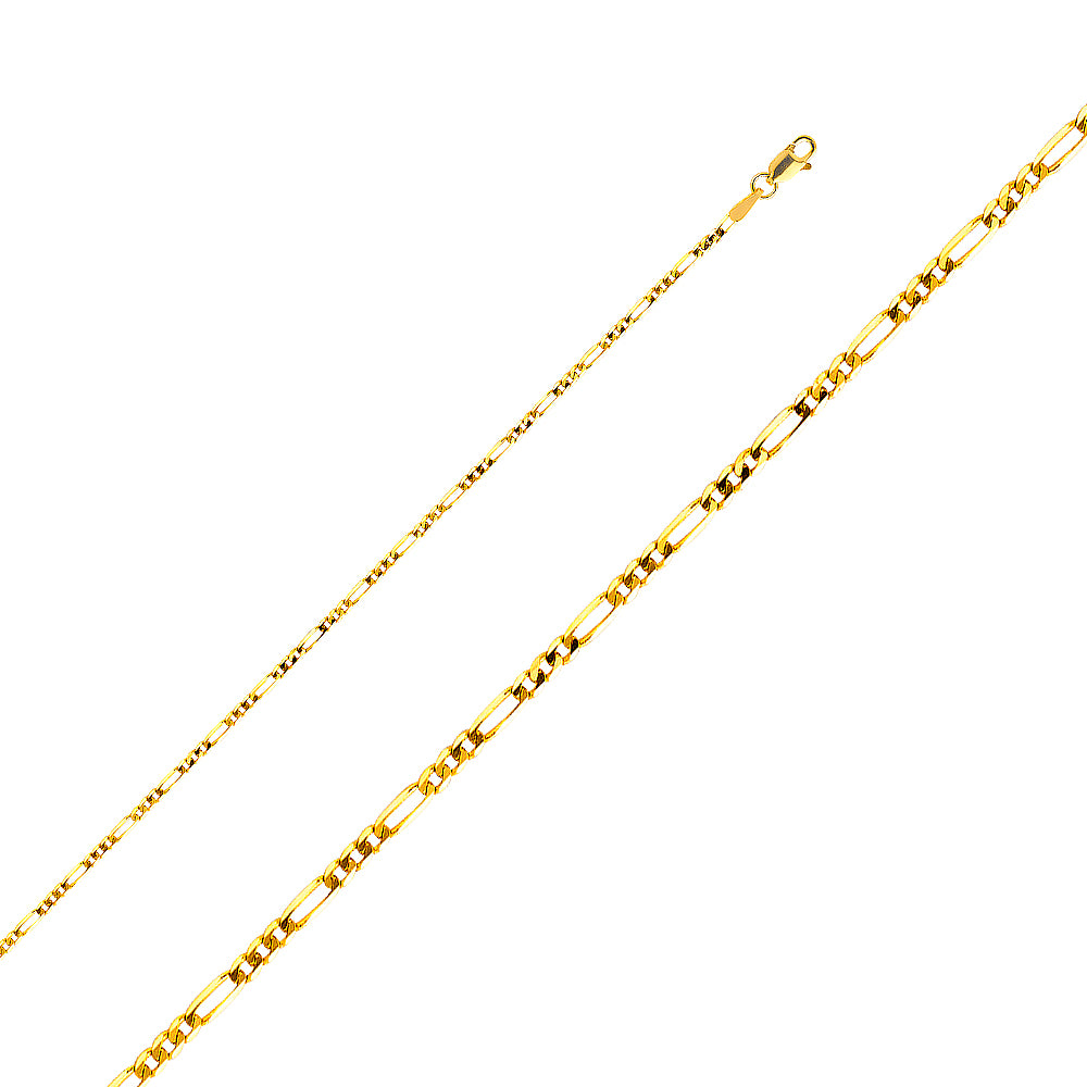14k Yellow Gold 1.9mm Light Figaro Chain Necklace