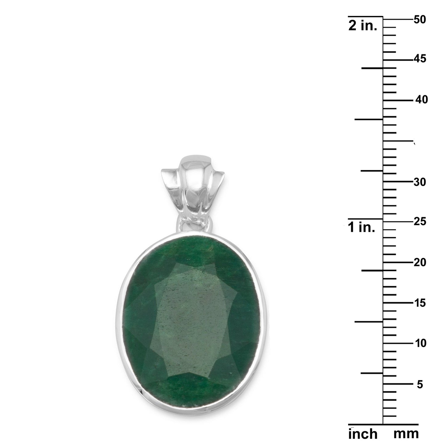 Sterling Slver Oval-shaped Green Beryl Pendant with Diamond Cut Rope Chain
