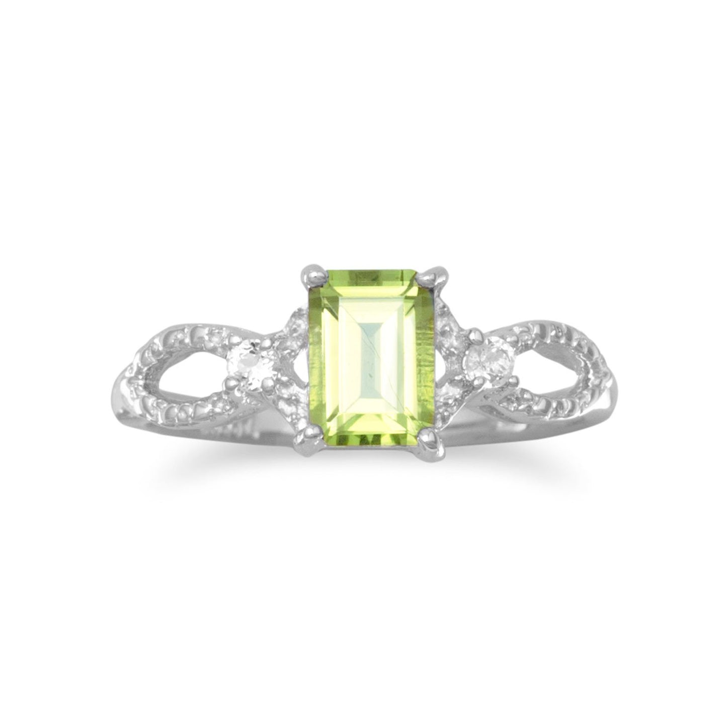 Sterling Silver Peridot and White Topaz Ring