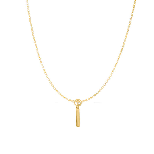 14K Goldplated Sterling Silver Polished "I" Charm With Goldfilled 1.5mm Cable Chain