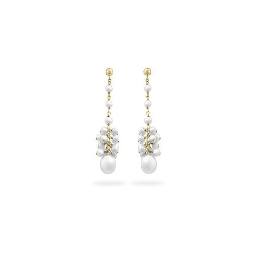 Precious Stars 18k Yellow Gold Pearl Cluster Stud Earrings