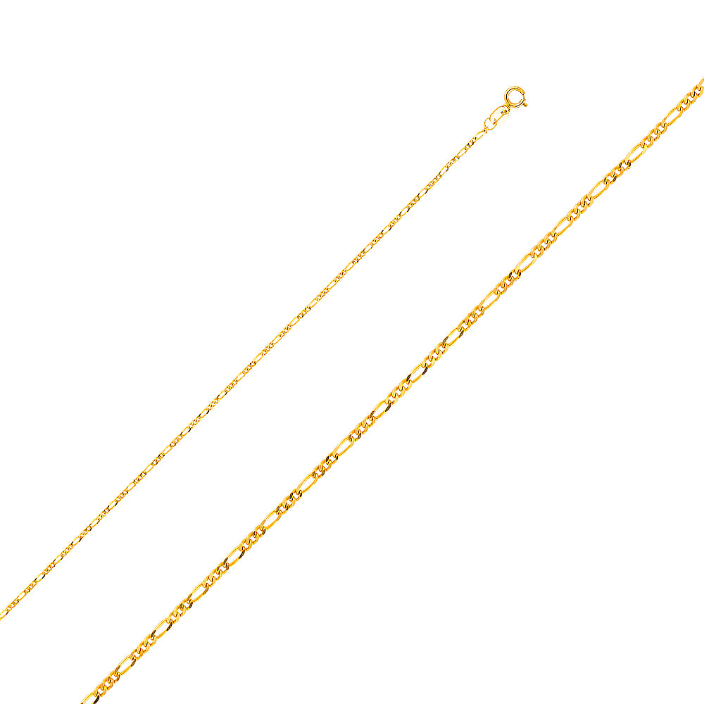 14k Yellow Gold 1.2mm Light Figaro Chain Necklace