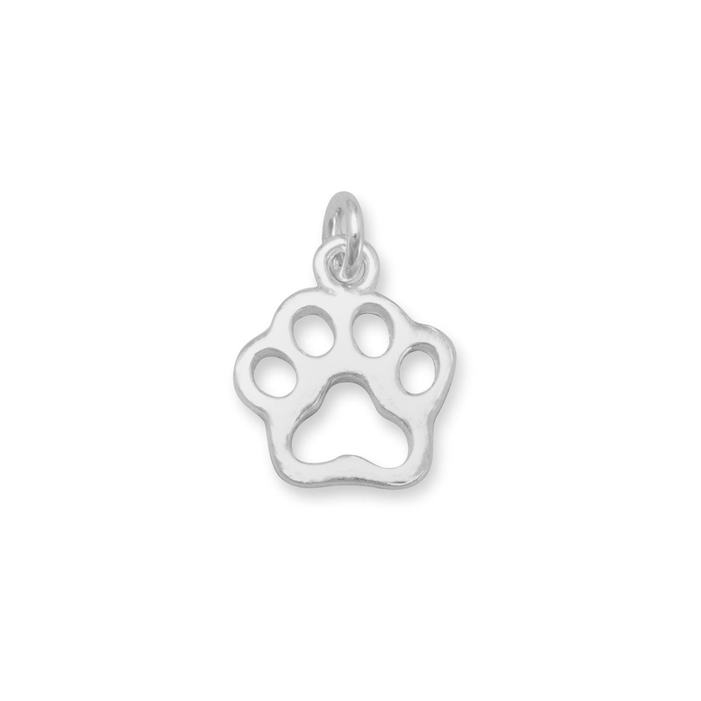 Sterling Silver Small Cut Out Paw Print Bracelet Charm