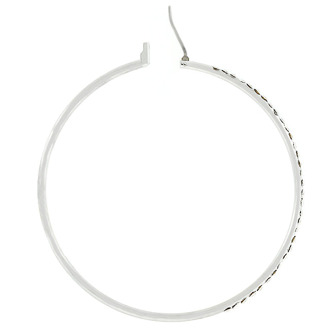 Precious Stars Silvertone 55mm Crystal Hoop Earrings