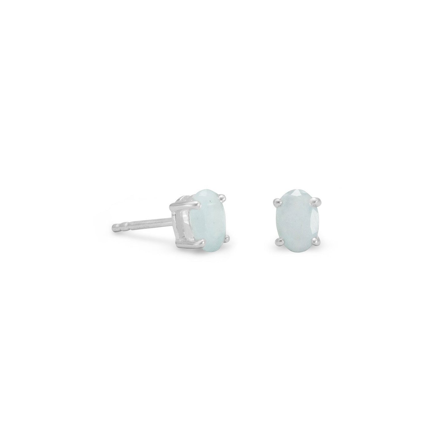 Sterling Silver Oval-cut Aquamarine Earrings