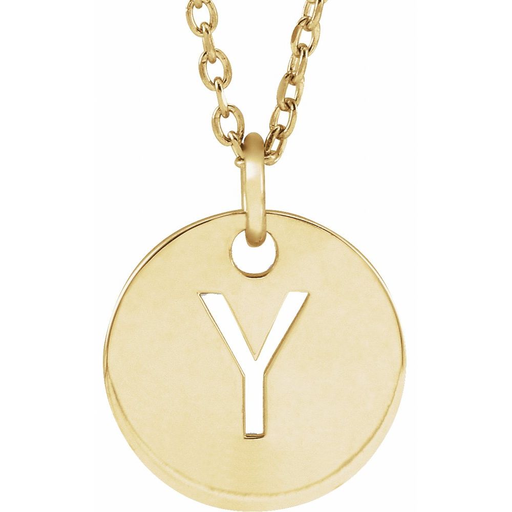 18K Yellow Gold-Plated Silver Initial Y Dangle Disc Necklace