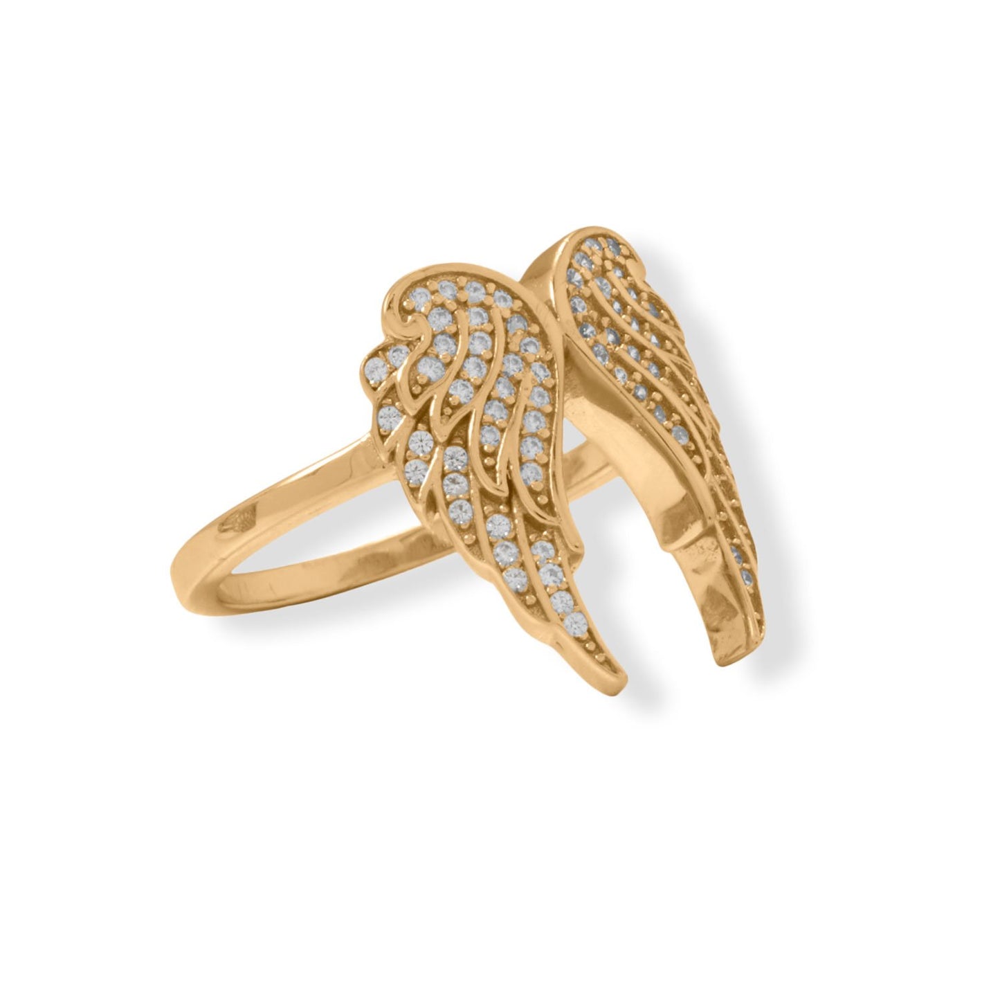 16k Goldplated Silver Cubic Zirconia Wings Ring