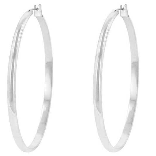 Precious Stars Silvertone Large 53mm Round Hoop Earrings