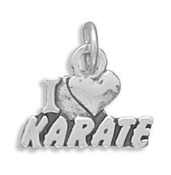 Sterling Silver I Love Karate Bracelet Charm