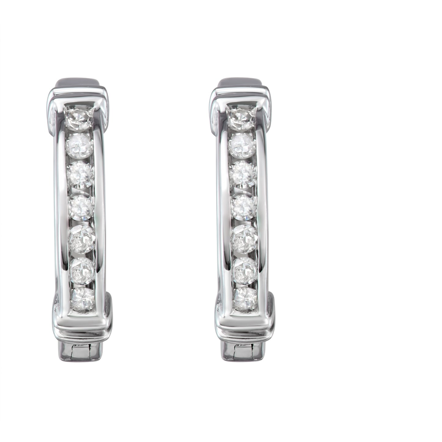 Sterling Silver 0.25ct TDW White Diamond Hoop Earrings