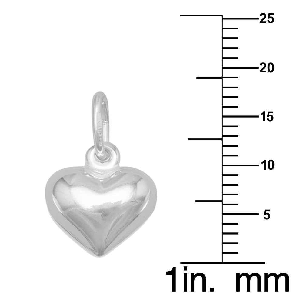 Sterling Silver Heart and 'Love' Charm Necklace (18)
