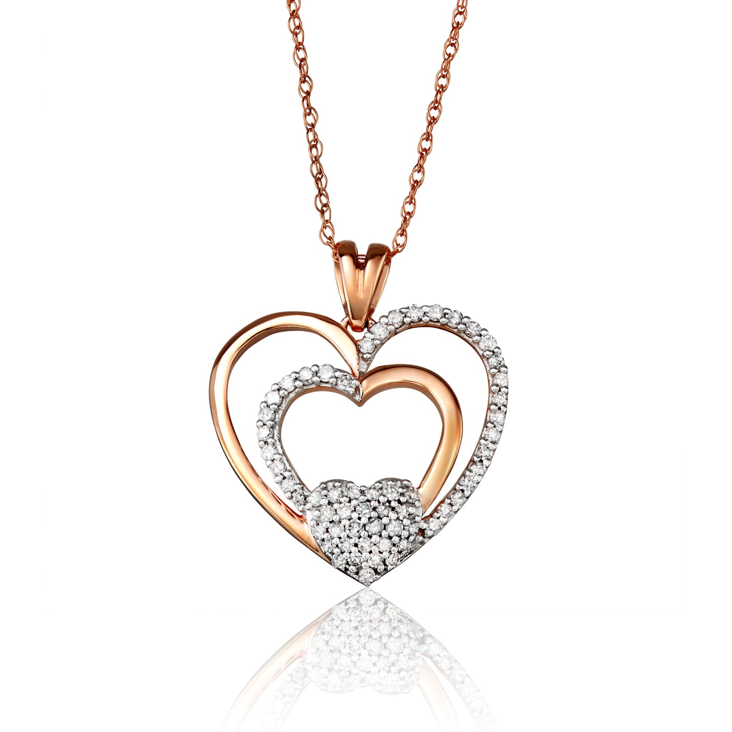 10k Rose Gold 0.25 ct TDW White Diamond Heart Necklace