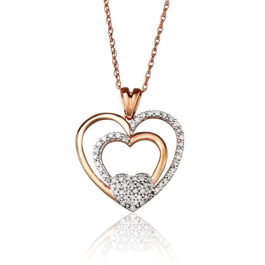 10k Rose Gold 0.25 ct TDW White Diamond Heart Necklace