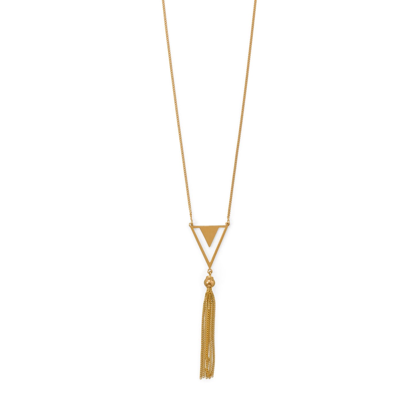 14k Goldplated Sterling Silver 32" Triangle and Tassel Necklace