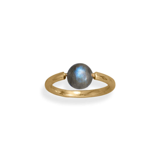 14kt Goldplated Silver Round Labradorite Ring
